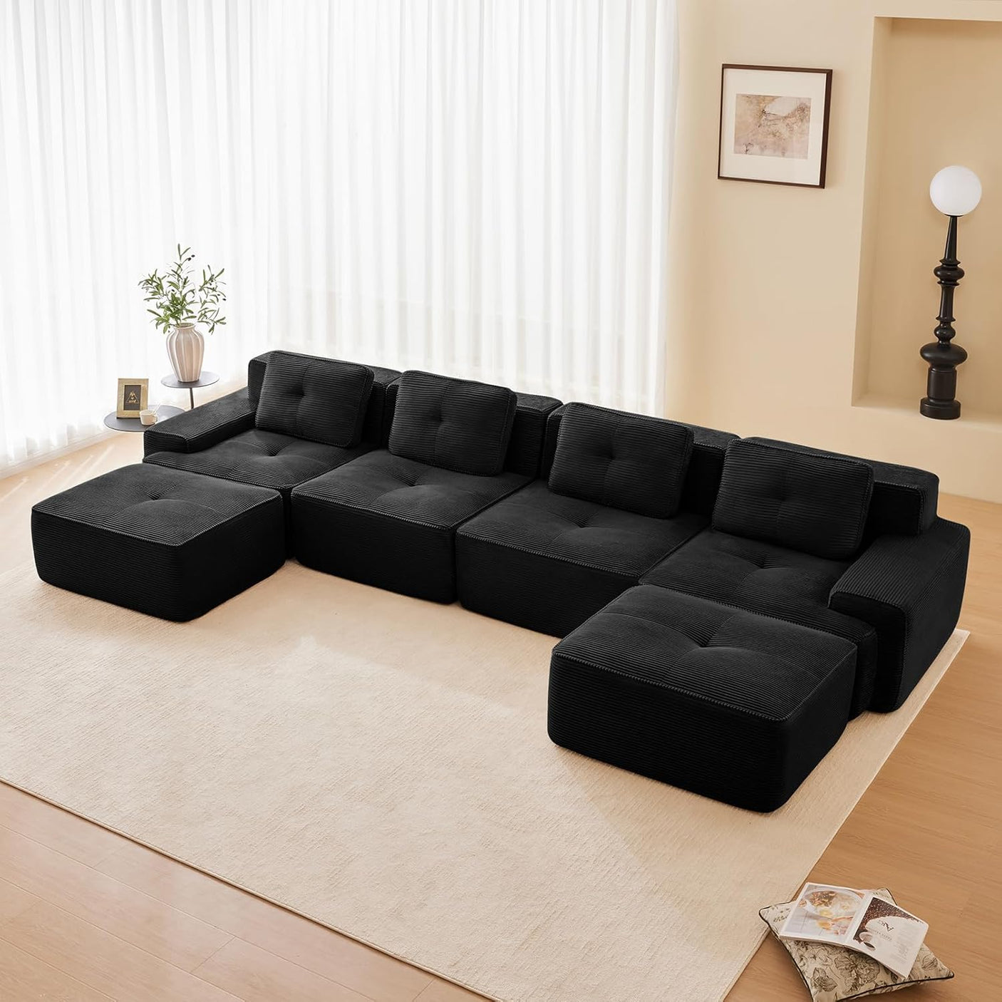 Corduroy Cloud Modular Sectional Sofa - No Assembly Required