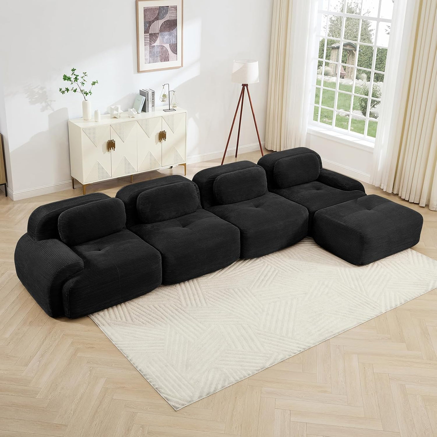 Corduroy Cloud Modular Sectional Sofa - No Assembly Required