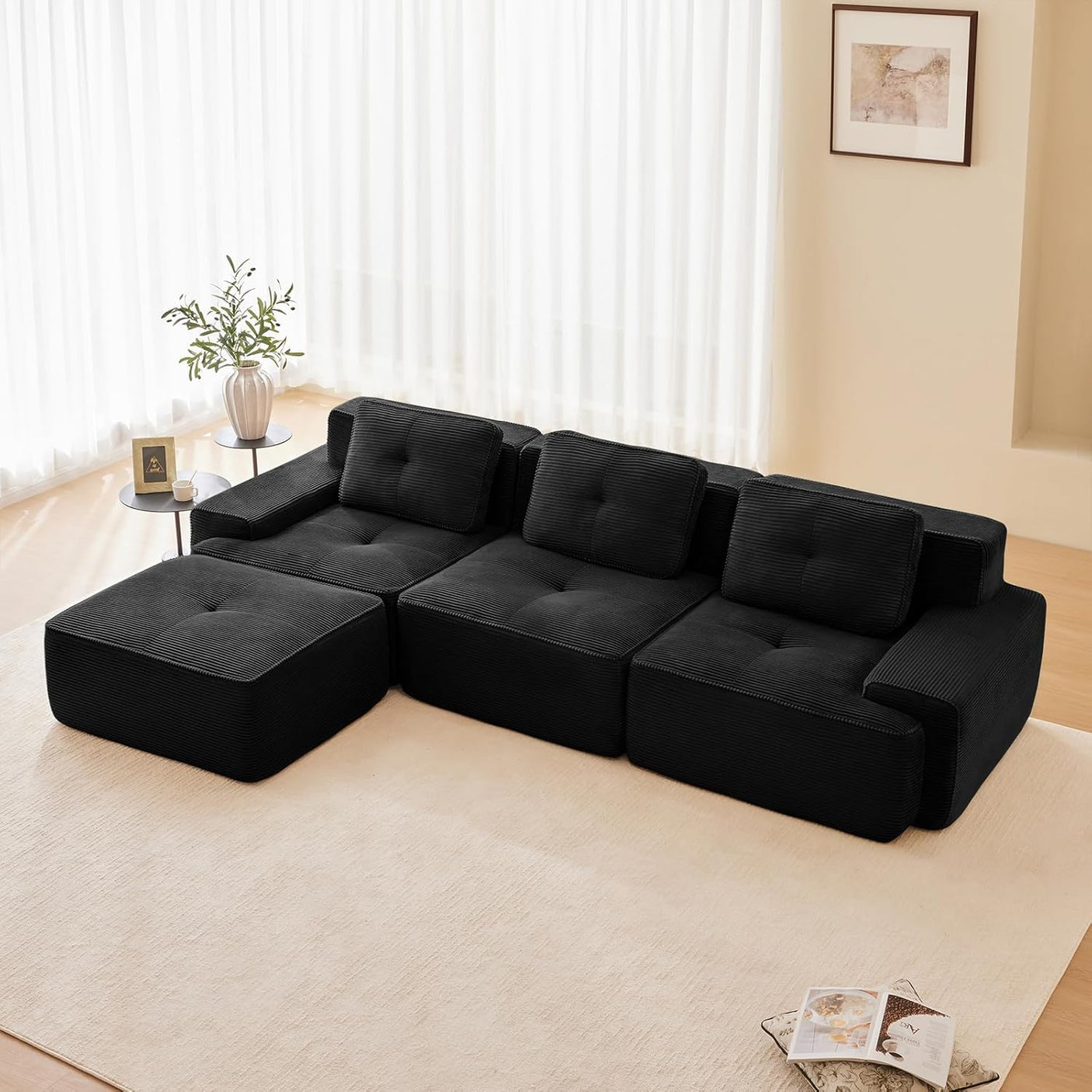 Corduroy Cloud Modular Sectional Sofa - No Assembly Required