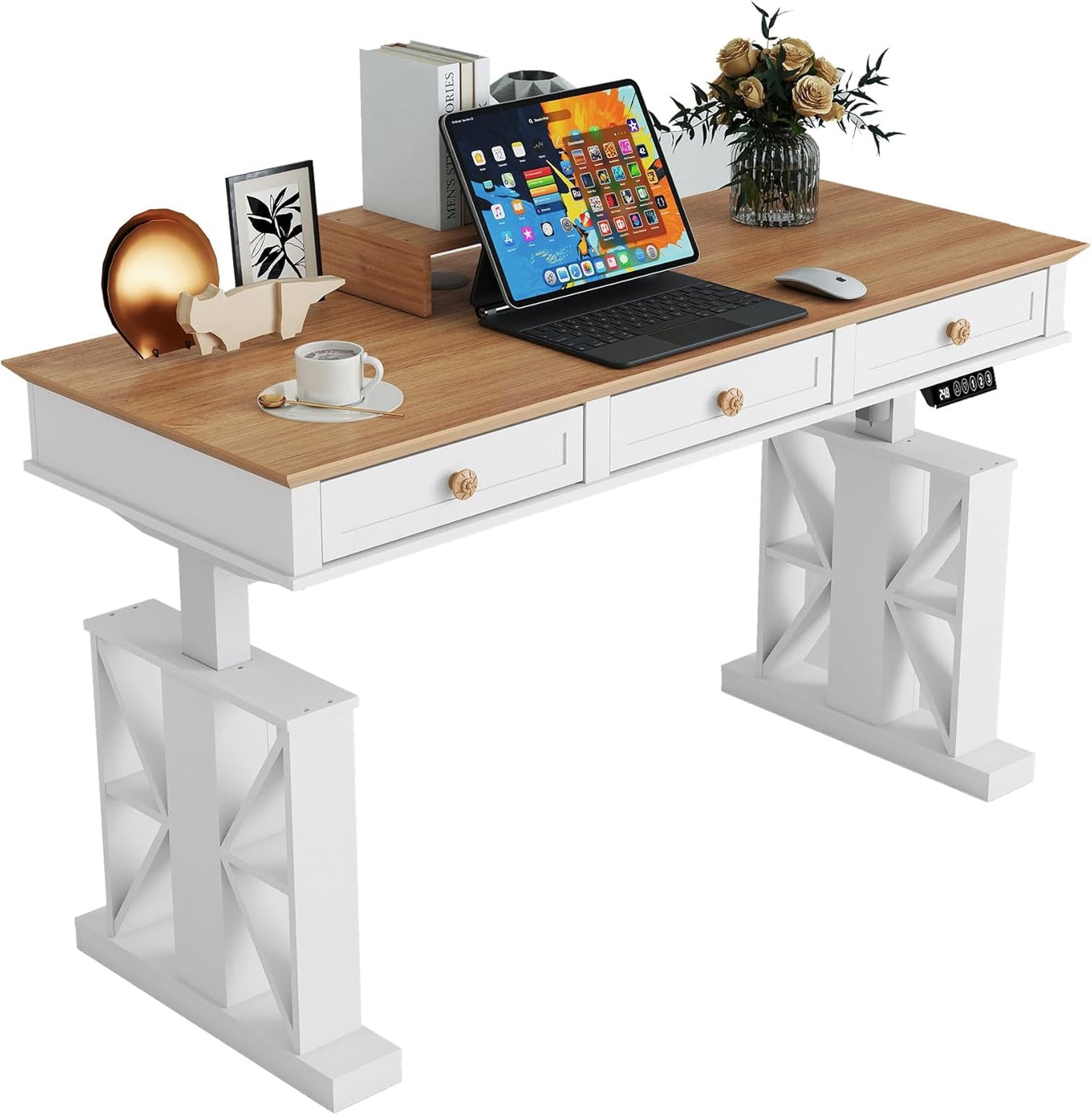 51×20 Inch Electric Standing Adjustable Desk with Drawers