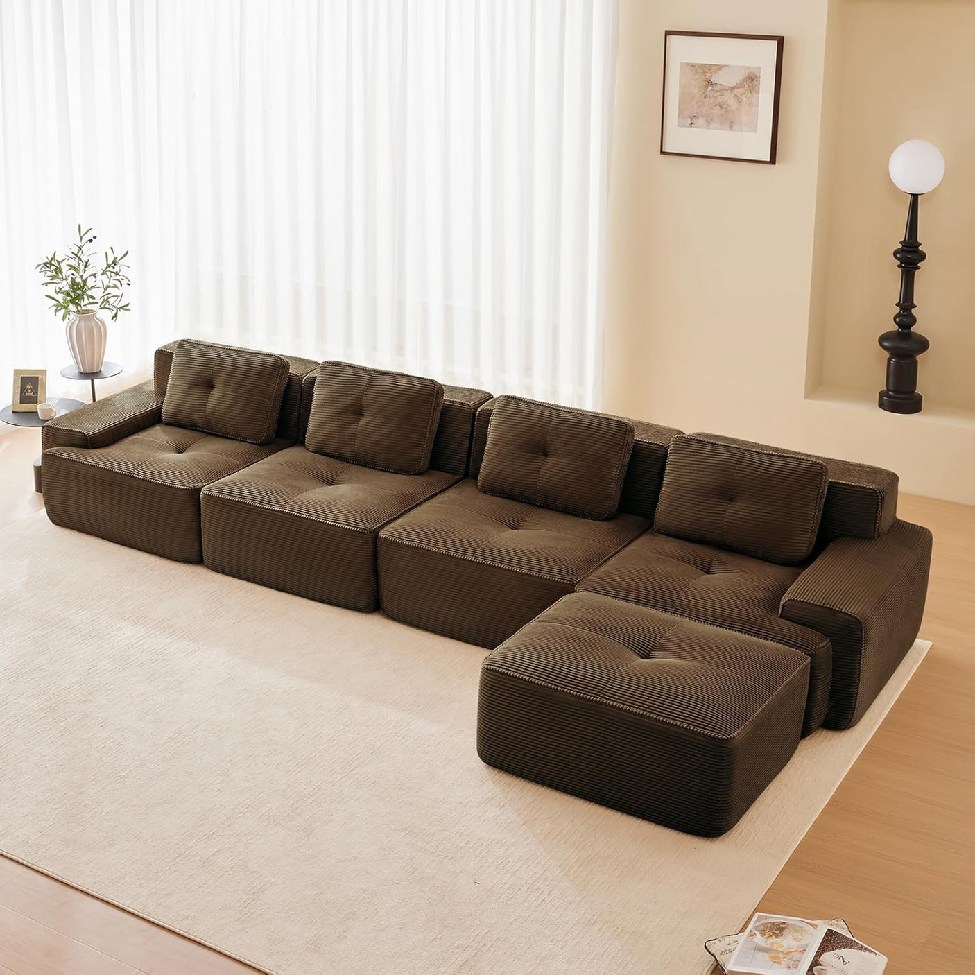 Corduroy Cloud Modular Sectional Sofa - No Assembly Required