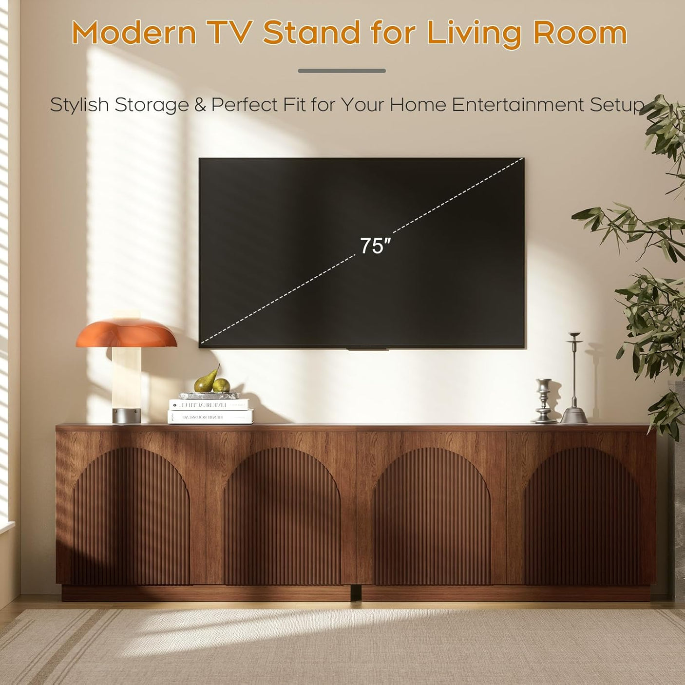 Arched Reeded Design Sideboard Buffet Cabinet