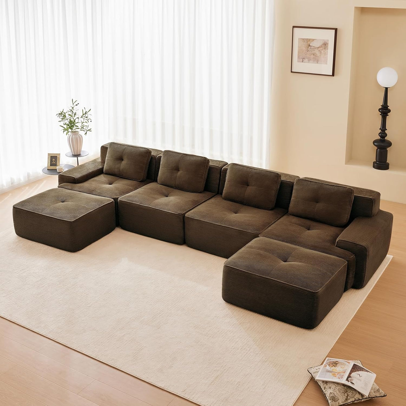 Corduroy Cloud Modular Sectional Sofa - No Assembly Required