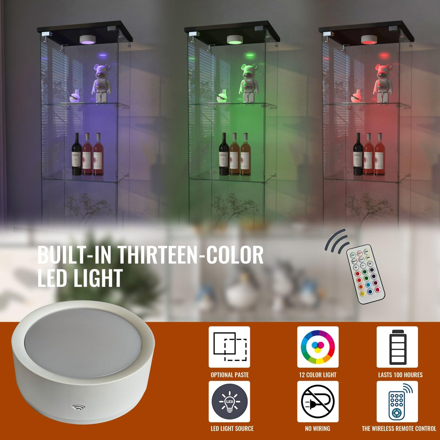 YECHEN Glass Display Cabinet with LED Lights | Tempered Glass Curio Cabinet