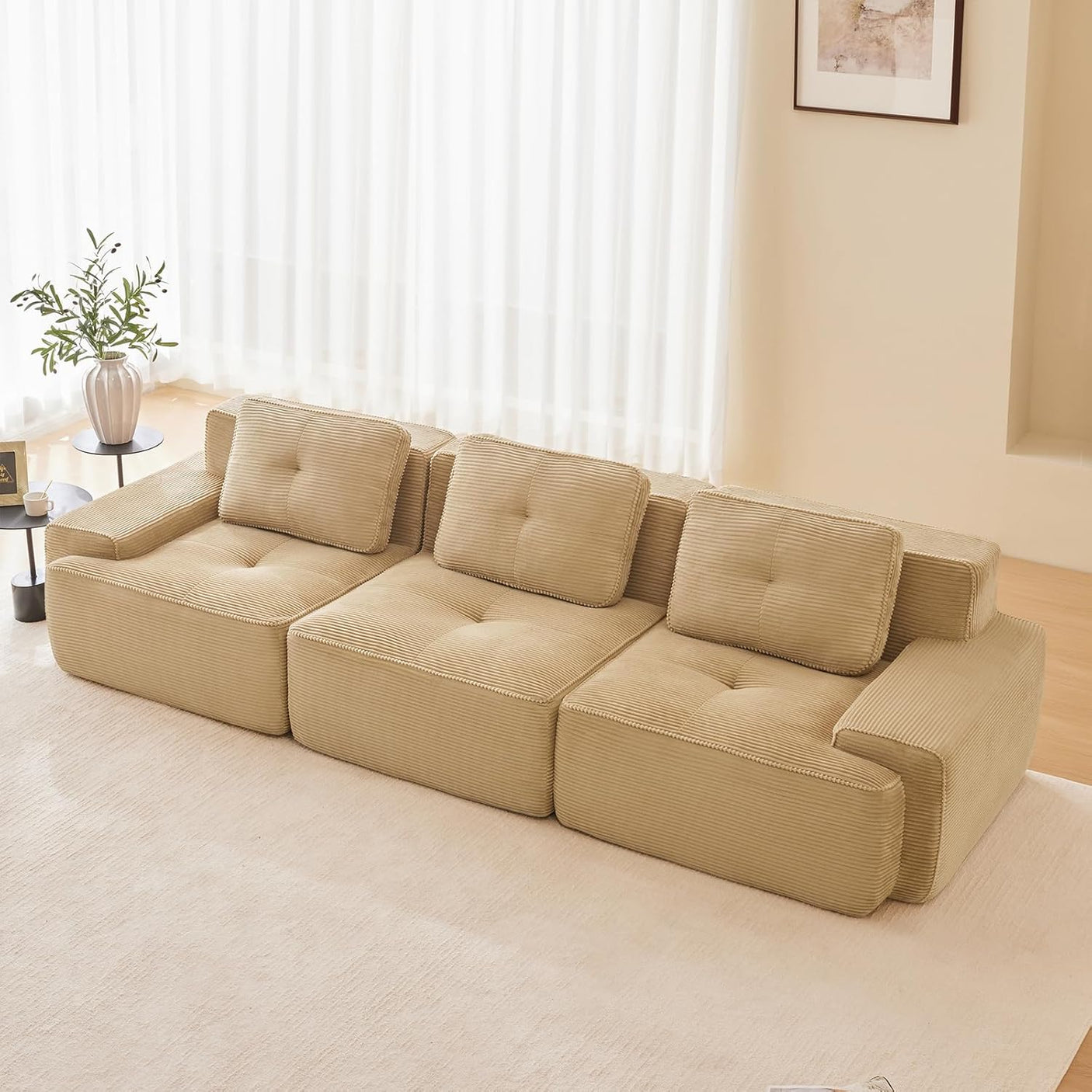 Corduroy Cloud Modular Sectional Sofa - No Assembly Required