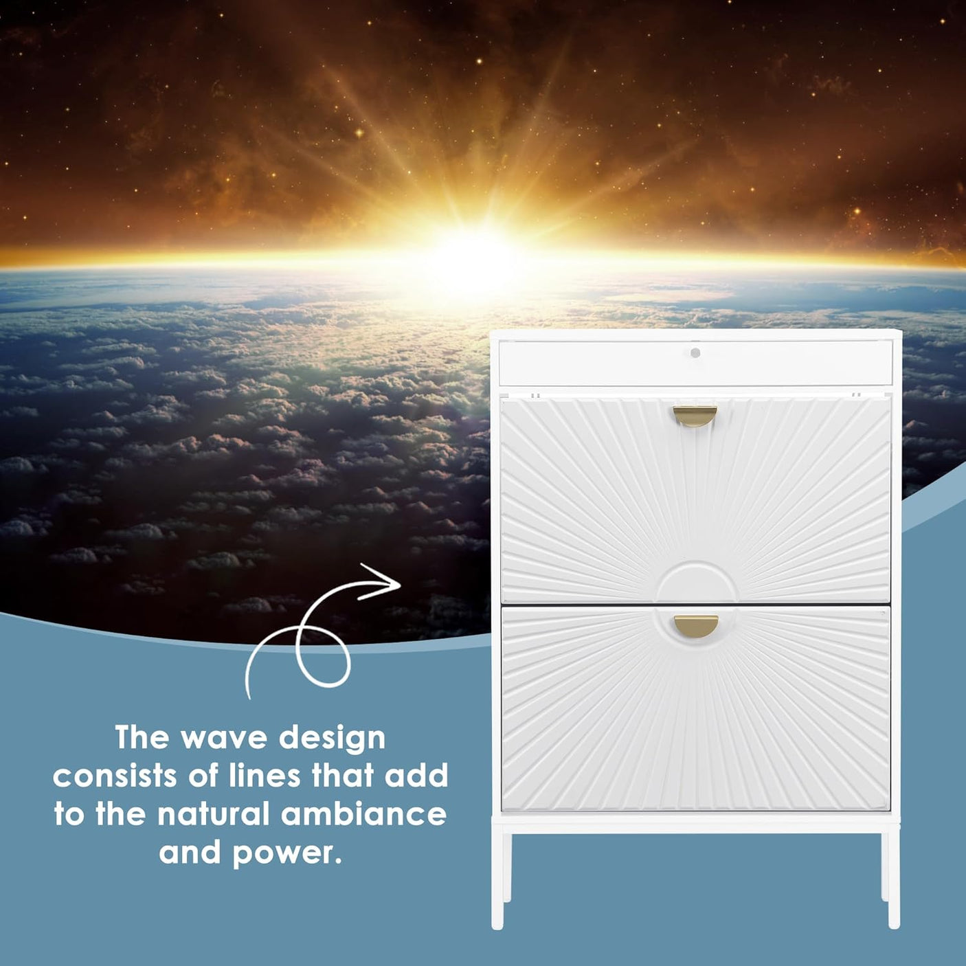 Slim Entryway Shoe Organizer with Half-Circle Doors