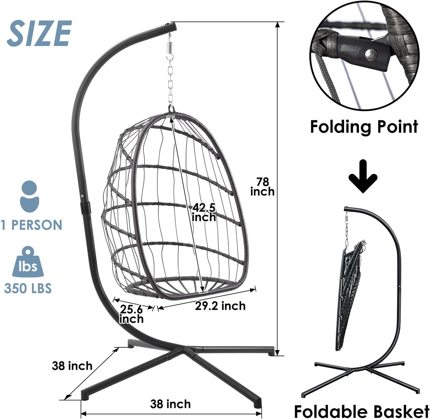 Outdoor Hammock Egg Hanging Chair with Cushion