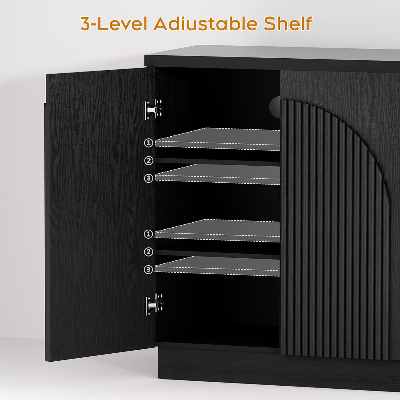 Arched Reeded Design Sideboard Buffet Cabinet