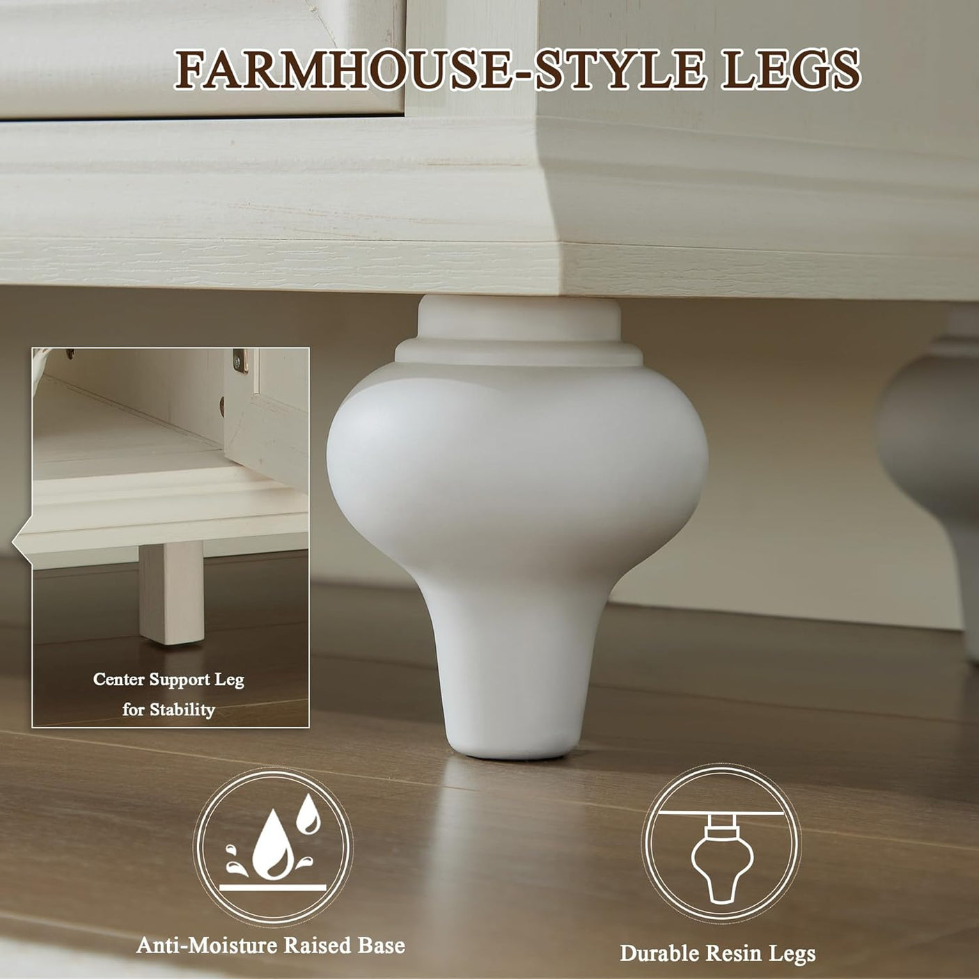 62" Large Farmhouse Buffet Cabinet with 4 Drawers & 4 Doors