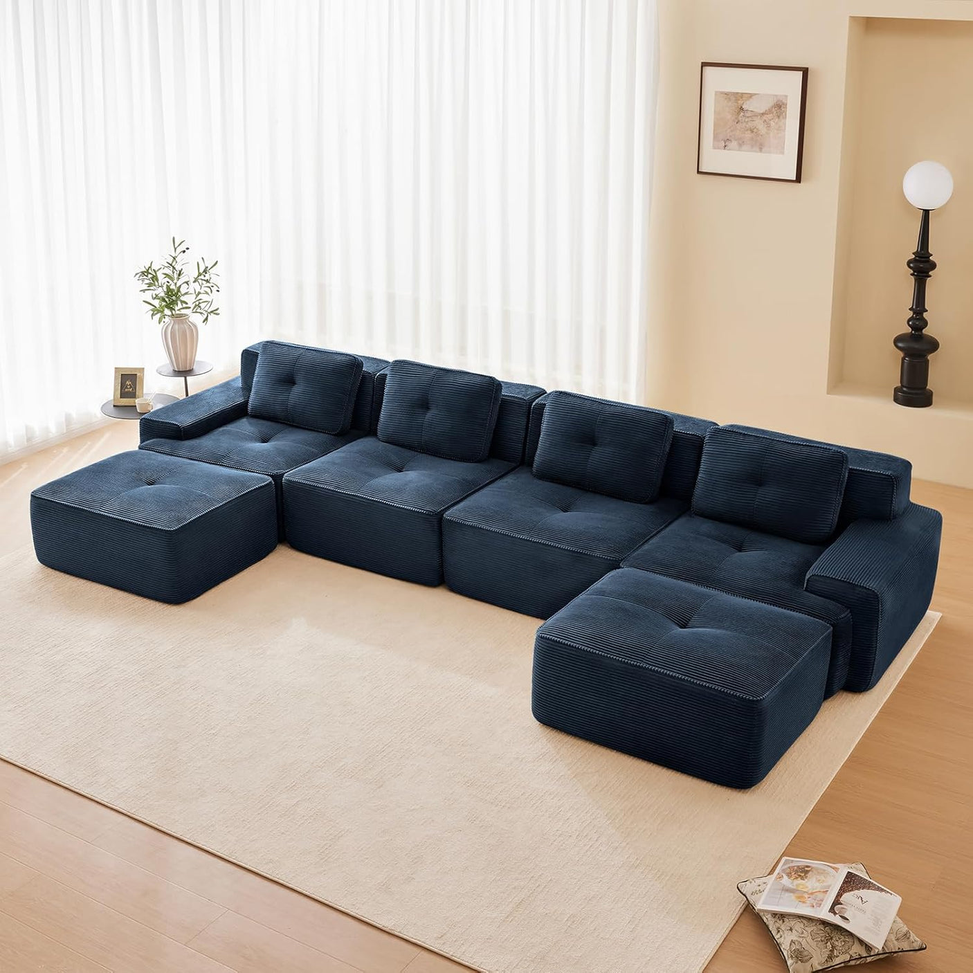 Corduroy Cloud Modular Sectional Sofa - No Assembly Required