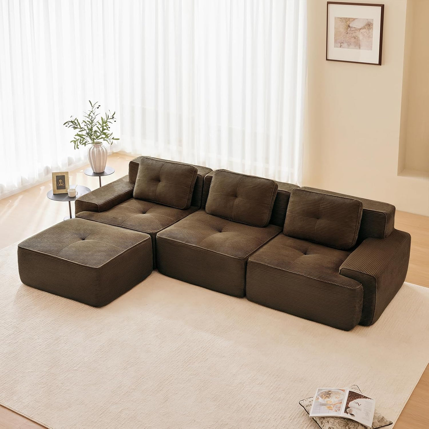 Corduroy Cloud Modular Sectional Sofa - No Assembly Required