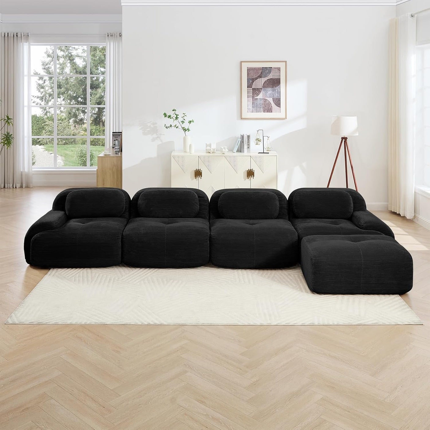 Corduroy Cloud Modular Sectional Sofa - No Assembly Required