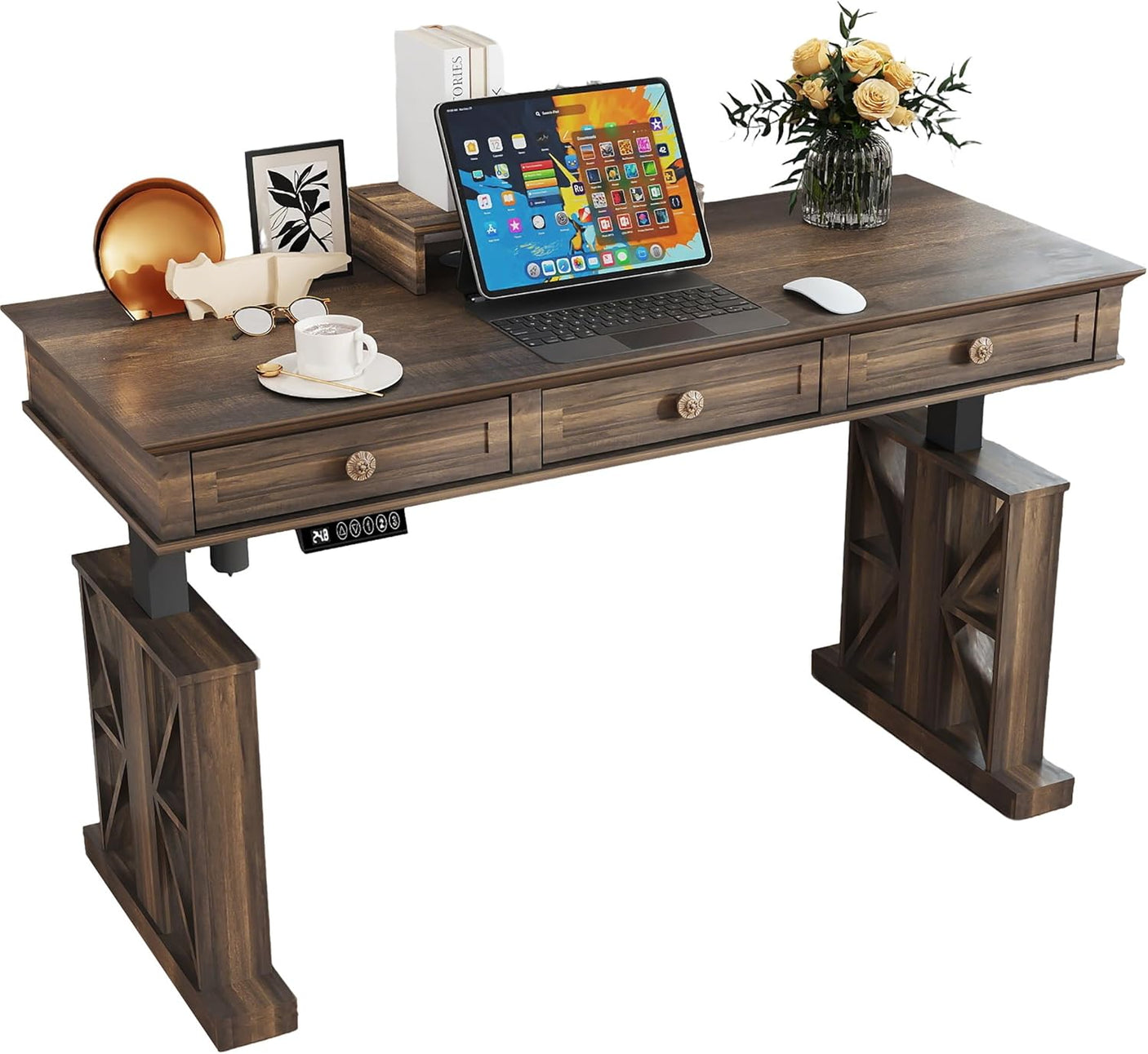 51×20 Inch Electric Standing Adjustable Desk with Drawers