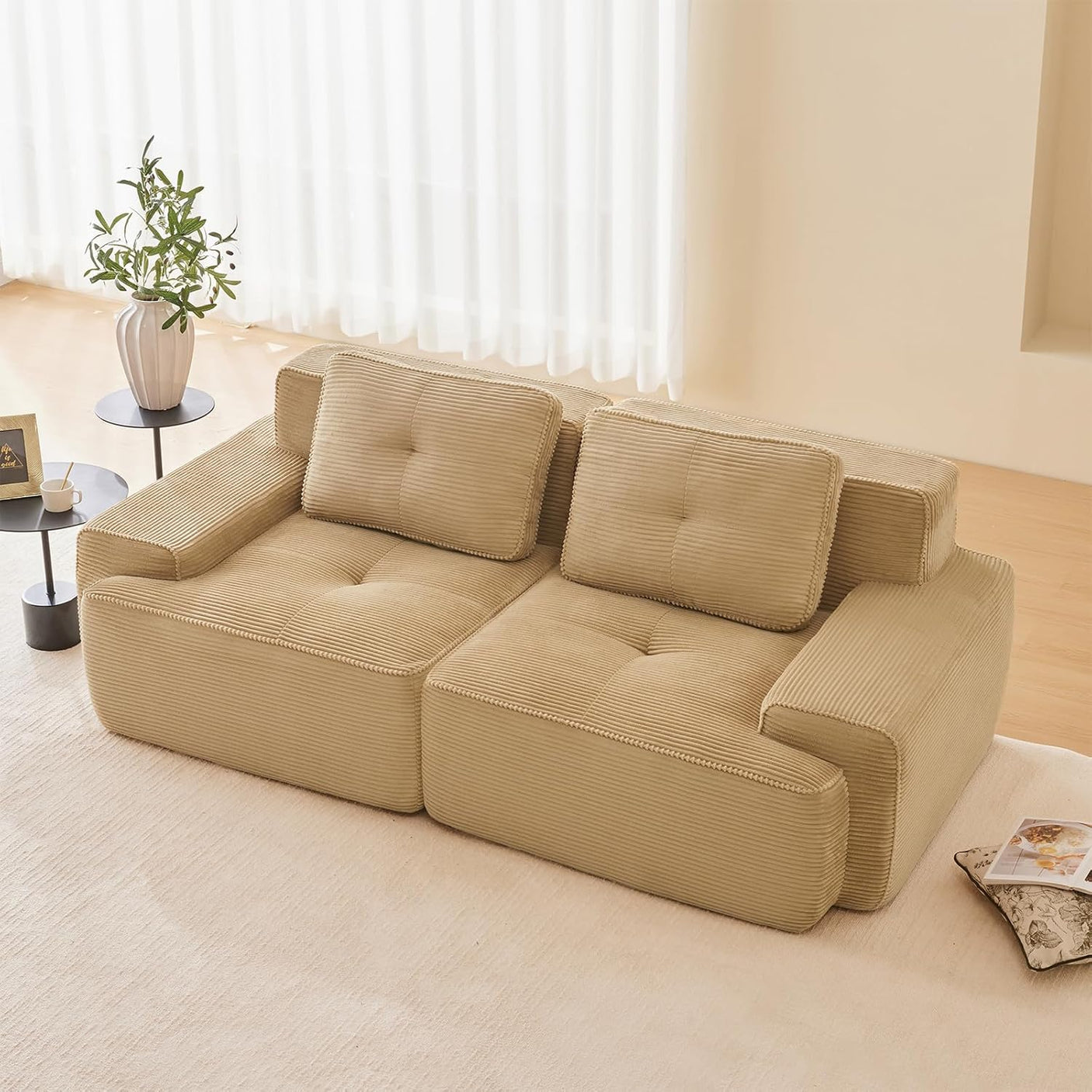 Corduroy Cloud Modular Sectional Sofa - No Assembly Required