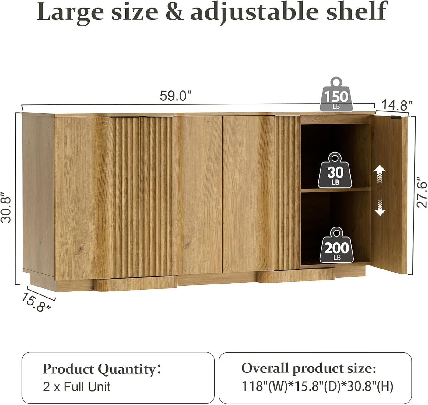 31.5" Modern Buffet Cabinet With Storage