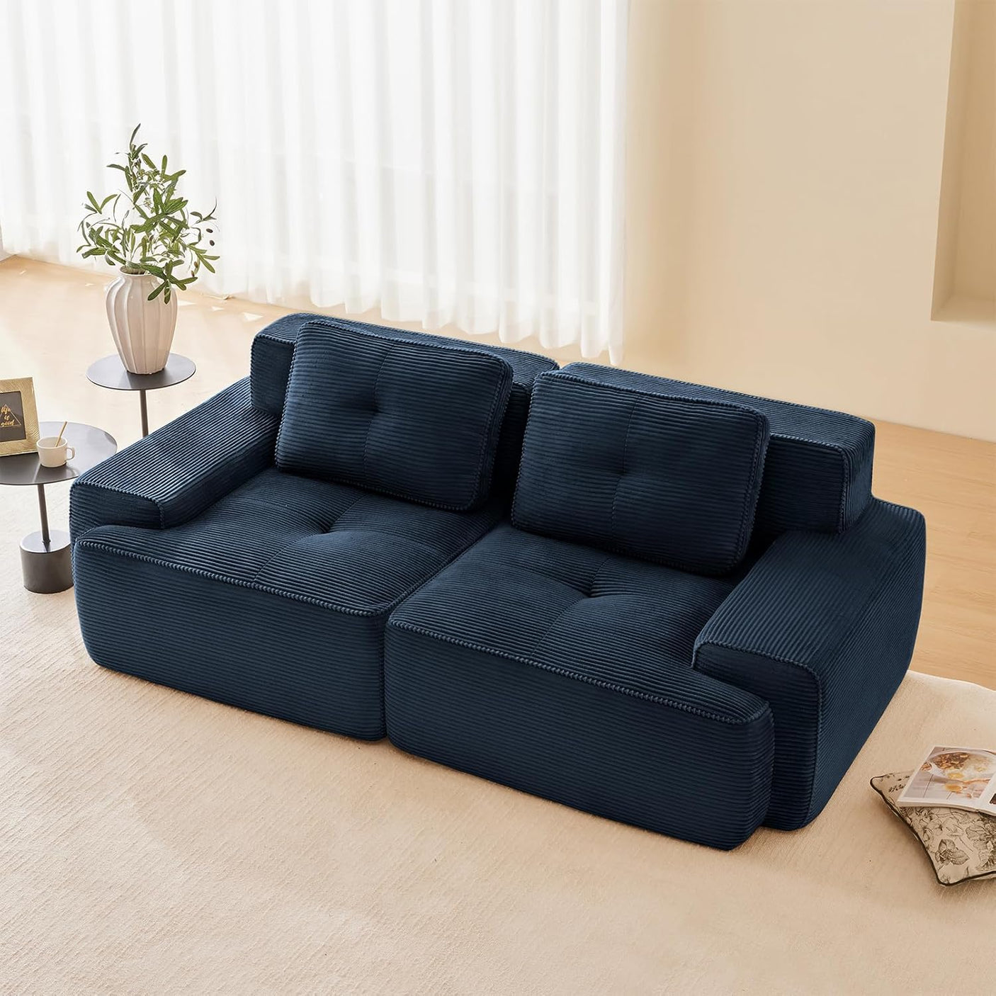 Corduroy Cloud Modular Sectional Sofa - No Assembly Required