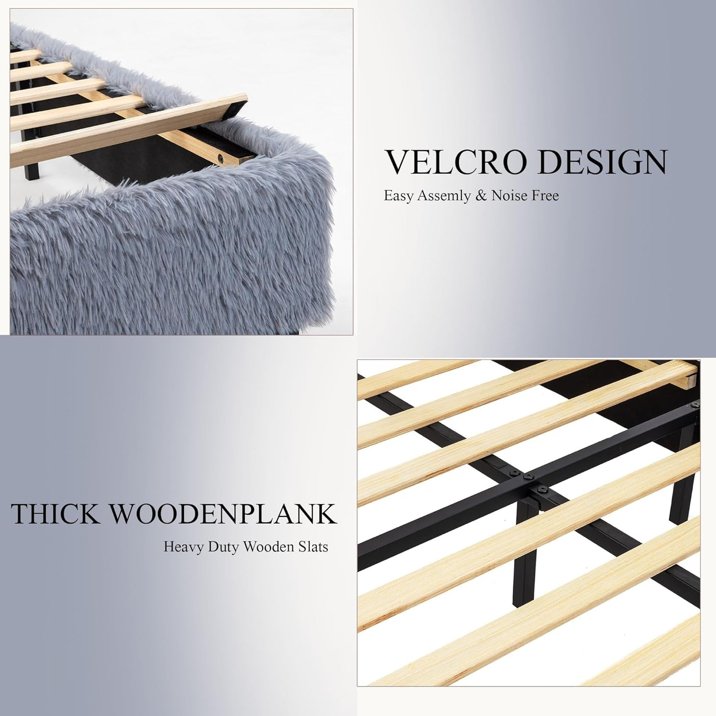 Boho Boucle Cloud Upholstered Platform Bed - Fluffy Soft Bed Frame with Rounded Corners