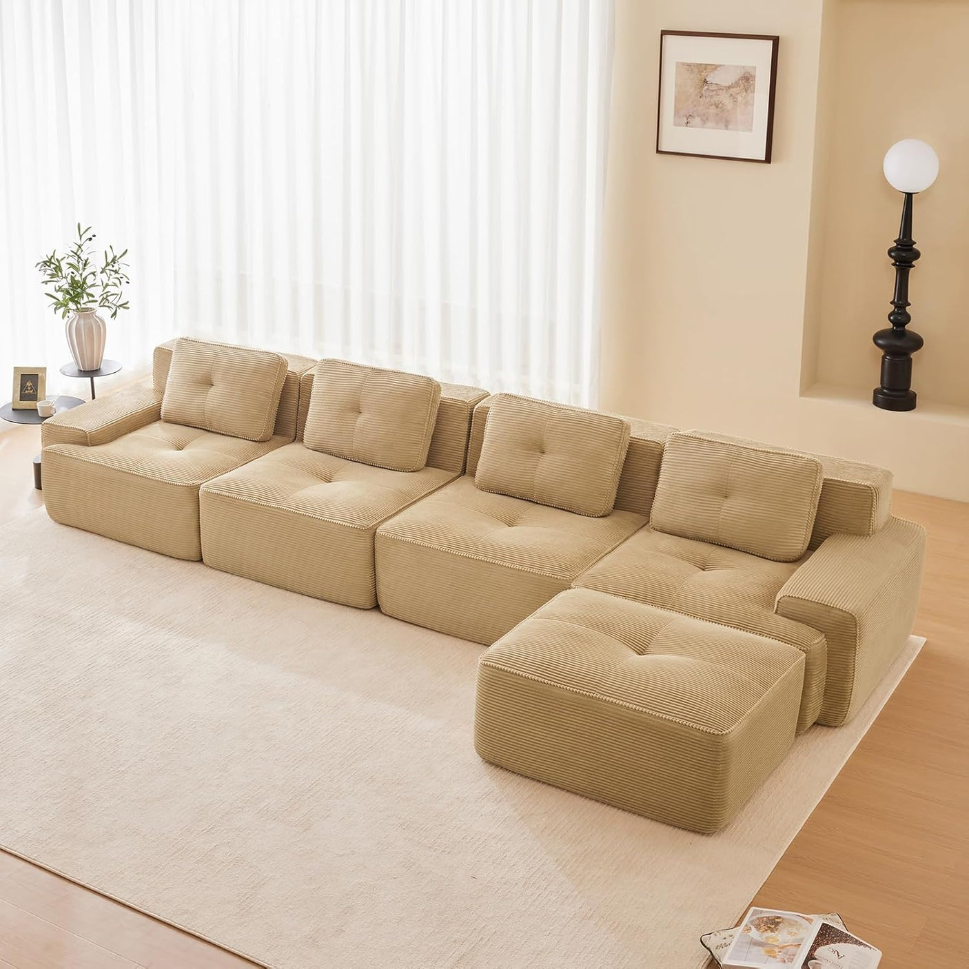 Corduroy Cloud Modular Sectional Sofa - No Assembly Required