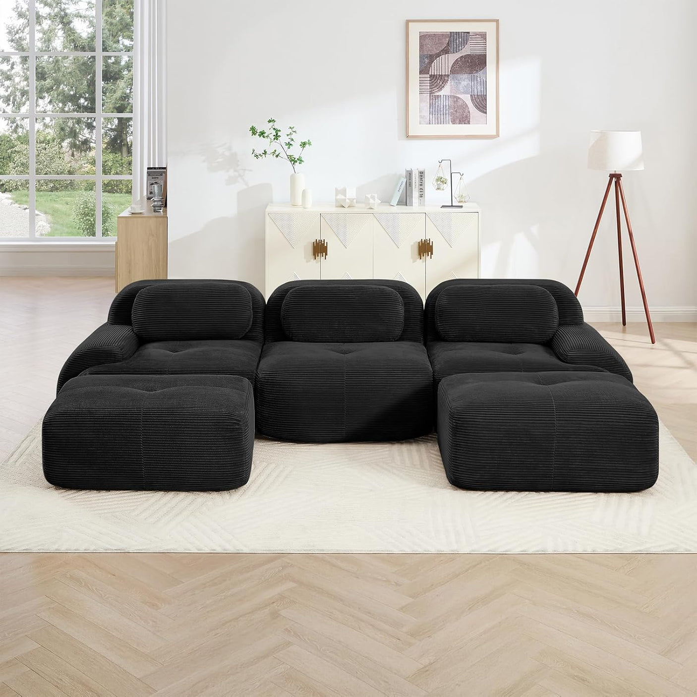 Corduroy Cloud Modular Sectional Sofa - No Assembly Required