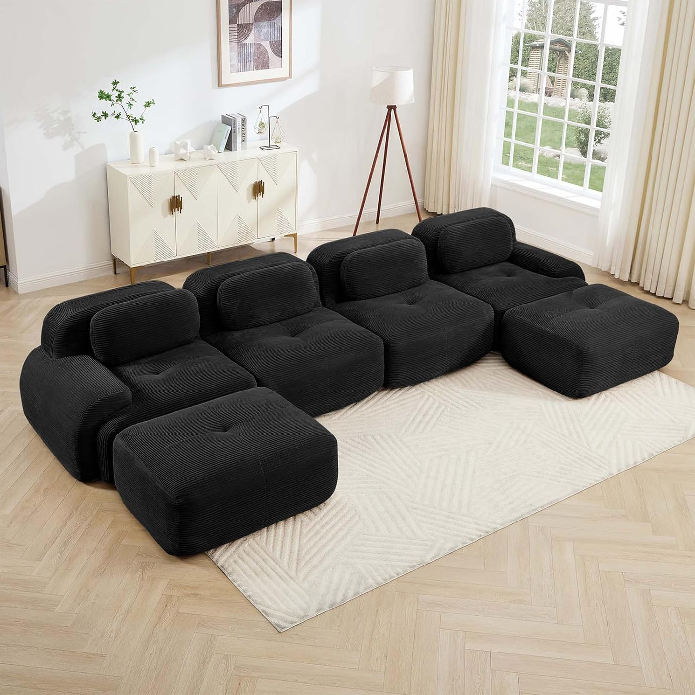 Corduroy Cloud Modular Sectional Sofa - No Assembly Required