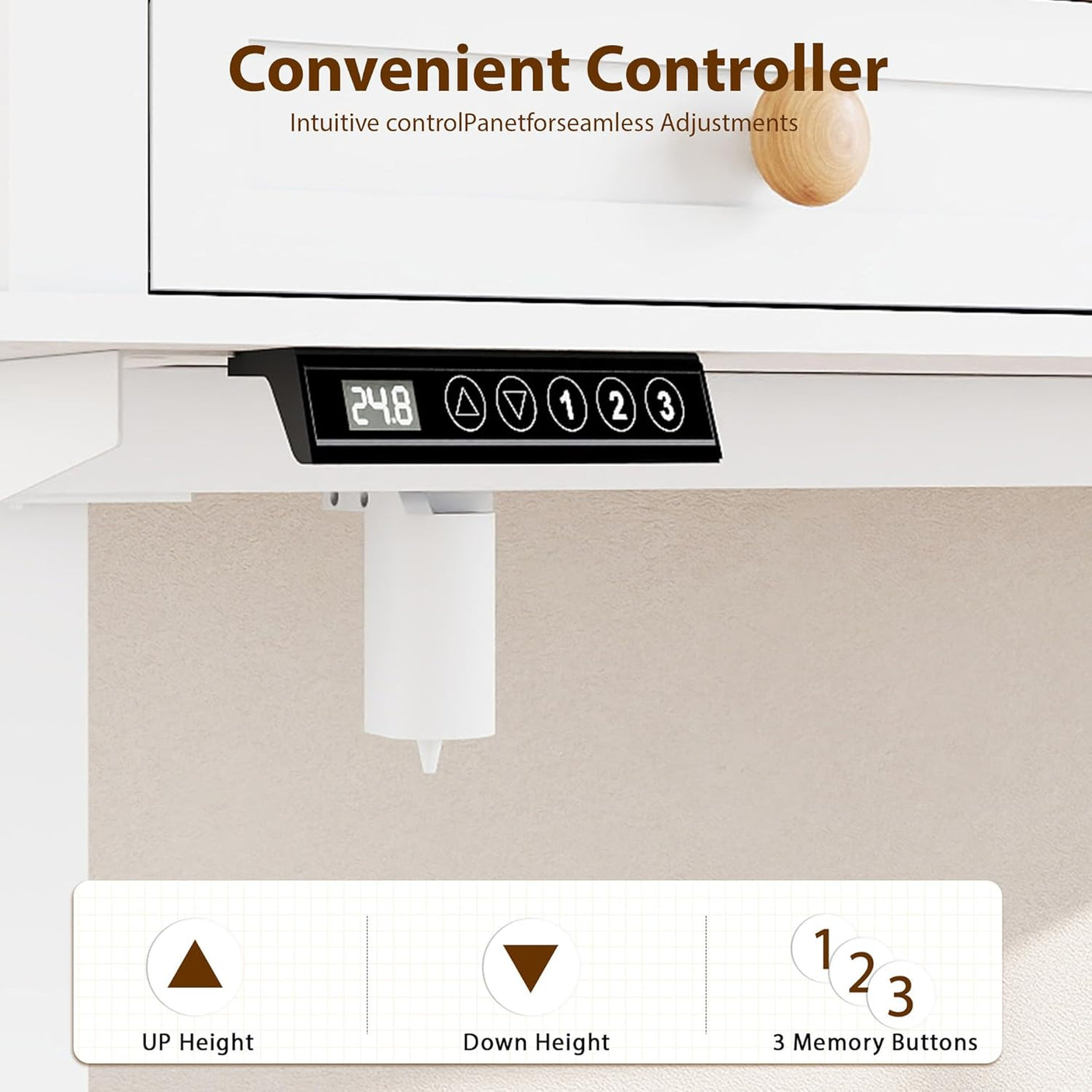 51×20 Inch Electric Standing Adjustable Desk with Drawers