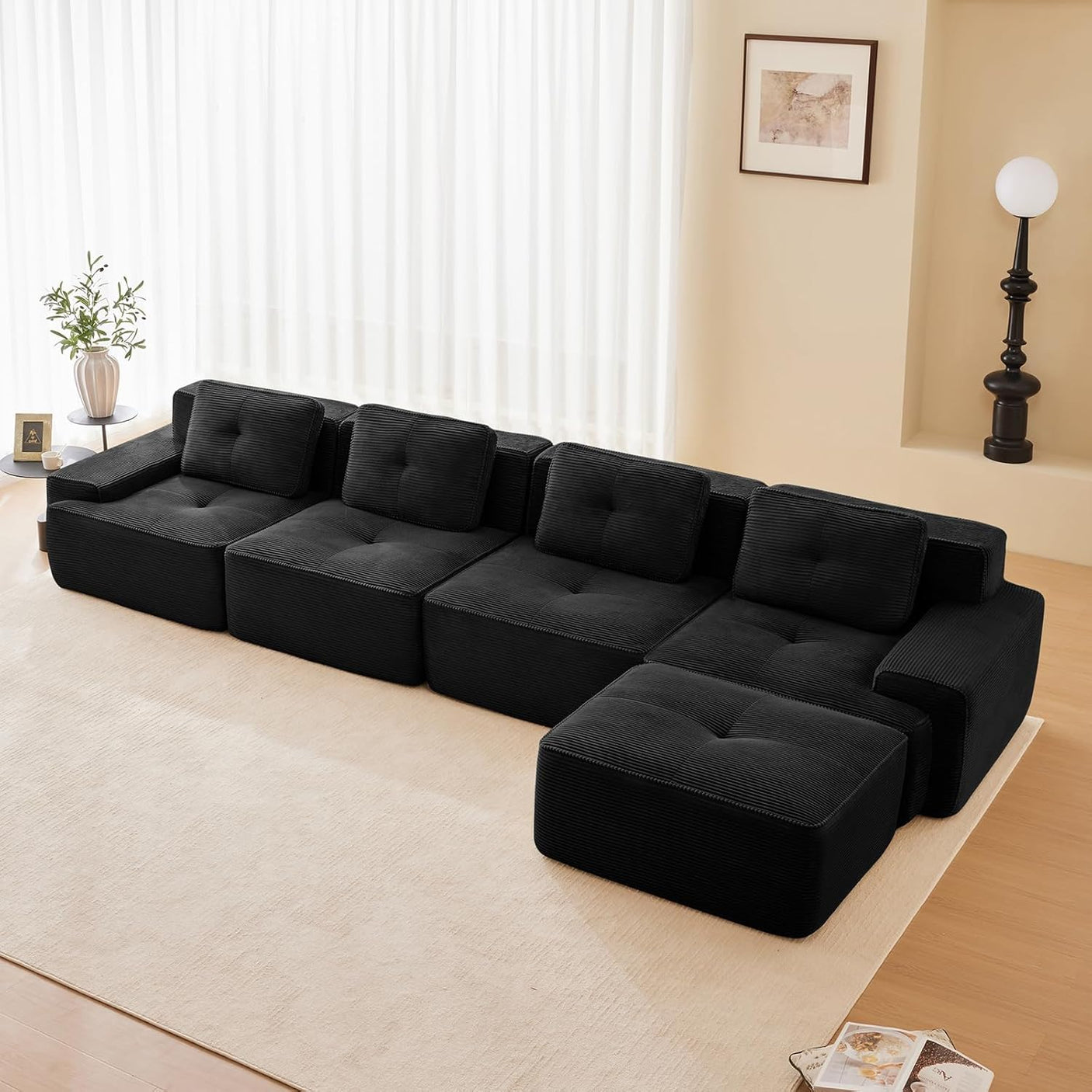 Corduroy Cloud Modular Sectional Sofa - No Assembly Required