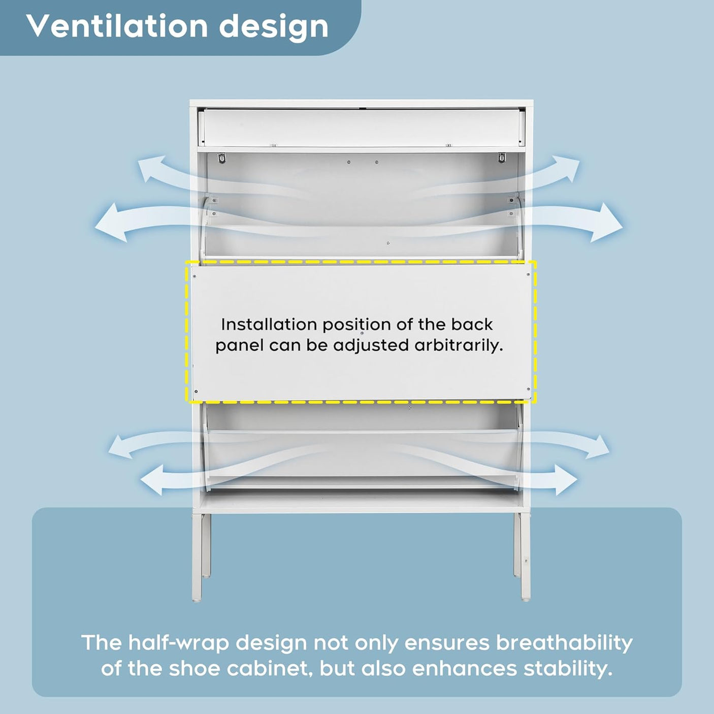Slim Entryway Shoe Organizer with Half-Circle Doors