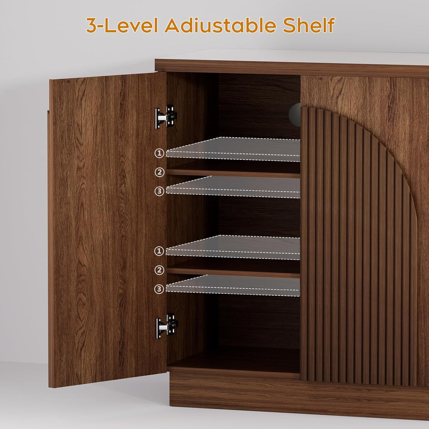 Arched Reeded Design Sideboard Buffet Cabinet