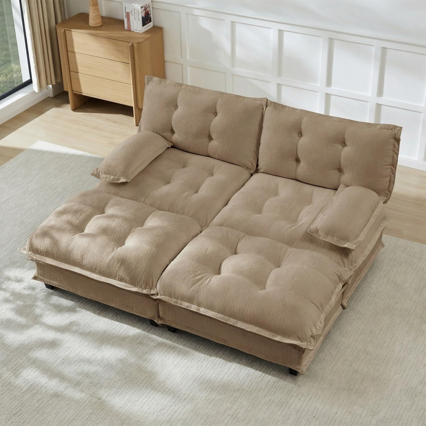 Modular Sectional Sofa with Cloud Cushions | Chenille Fabric | 2/3/4 Seater with Ottoman Options