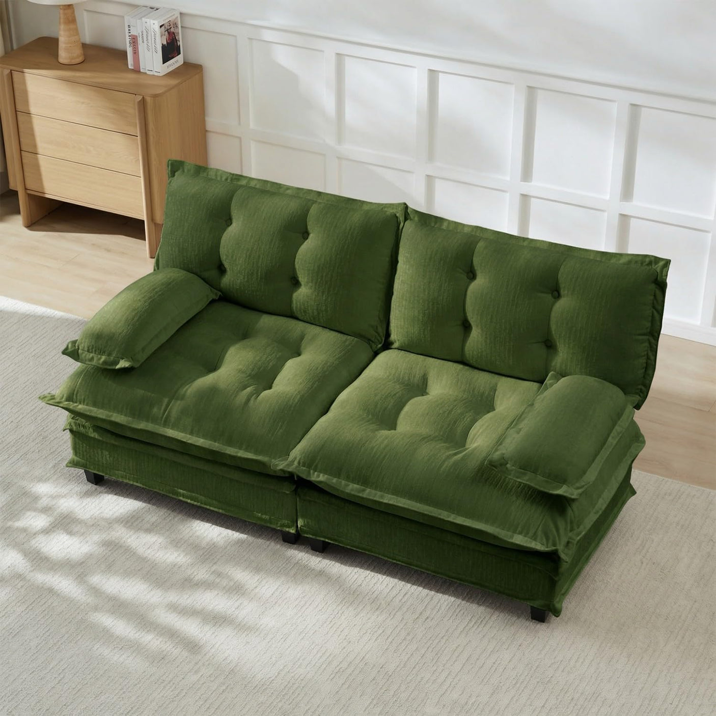 Modular Sectional Sofa with Cloud Cushions | Chenille Fabric | 2/3/4 Seater with Ottoman Options
