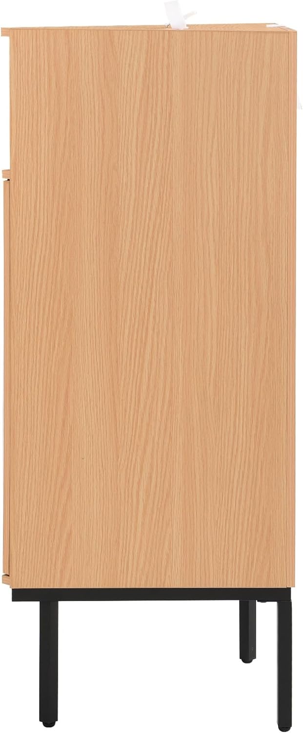 4-Tier Rattan Doors Corner Storage Cabinet