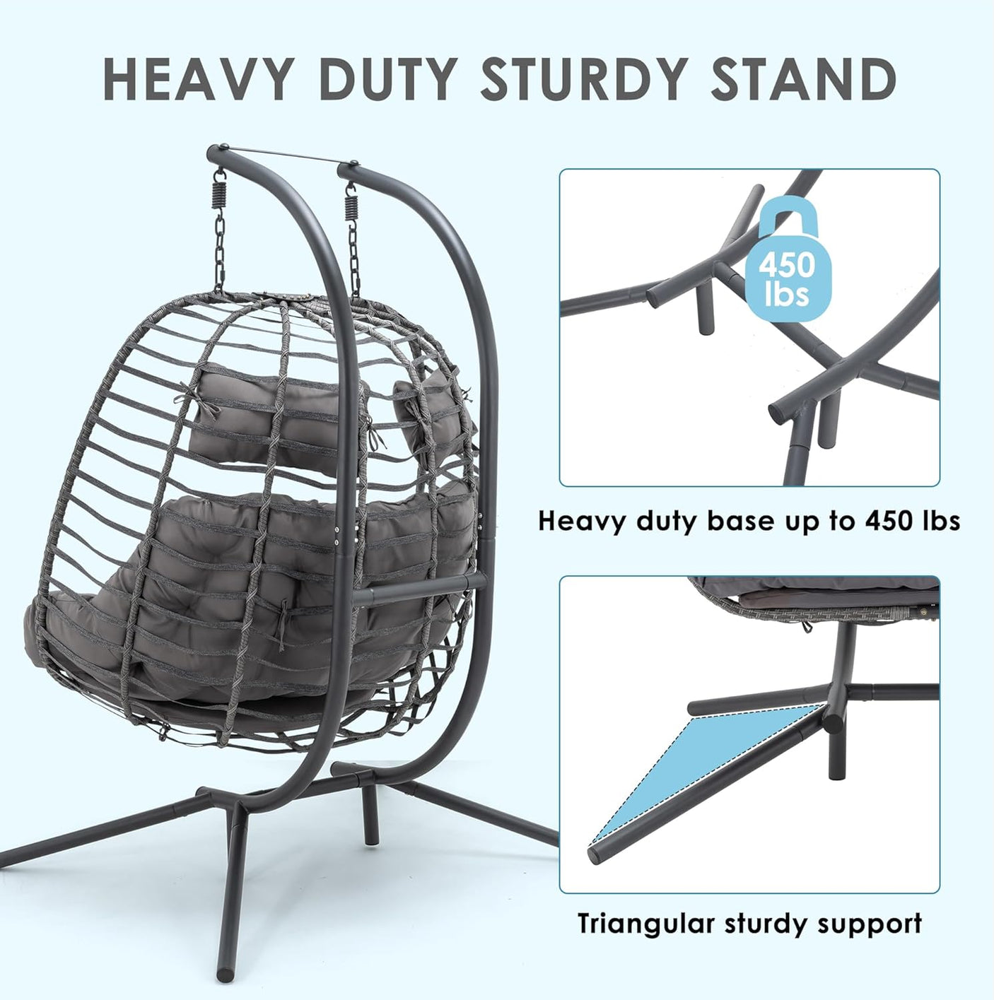 Double Egg Swing Chair with Stand for Outdoor