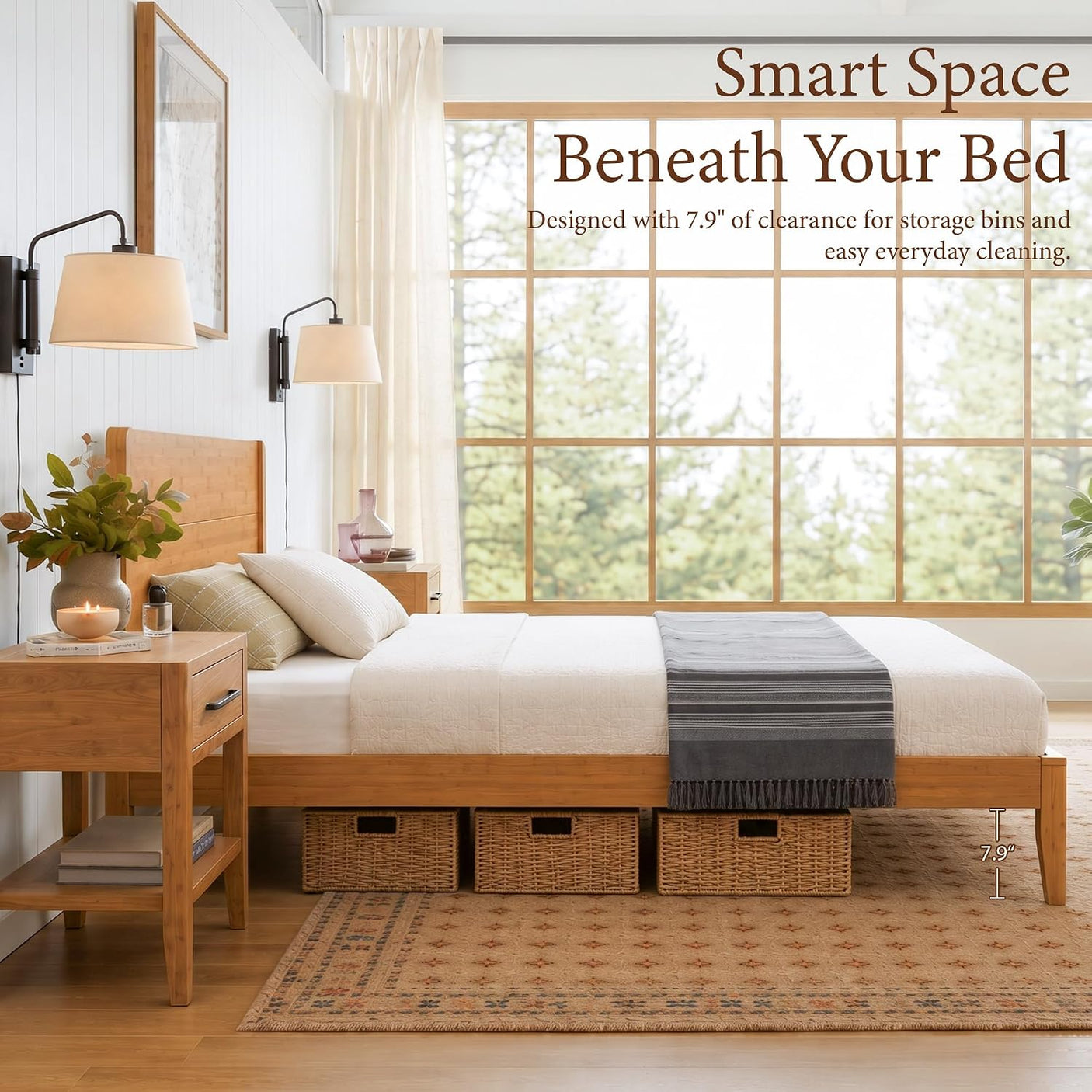 (Pre-Order) Yechen Bamboo Bed Frame | Japandi Platform Bed, 1000lbs, No Box Spring