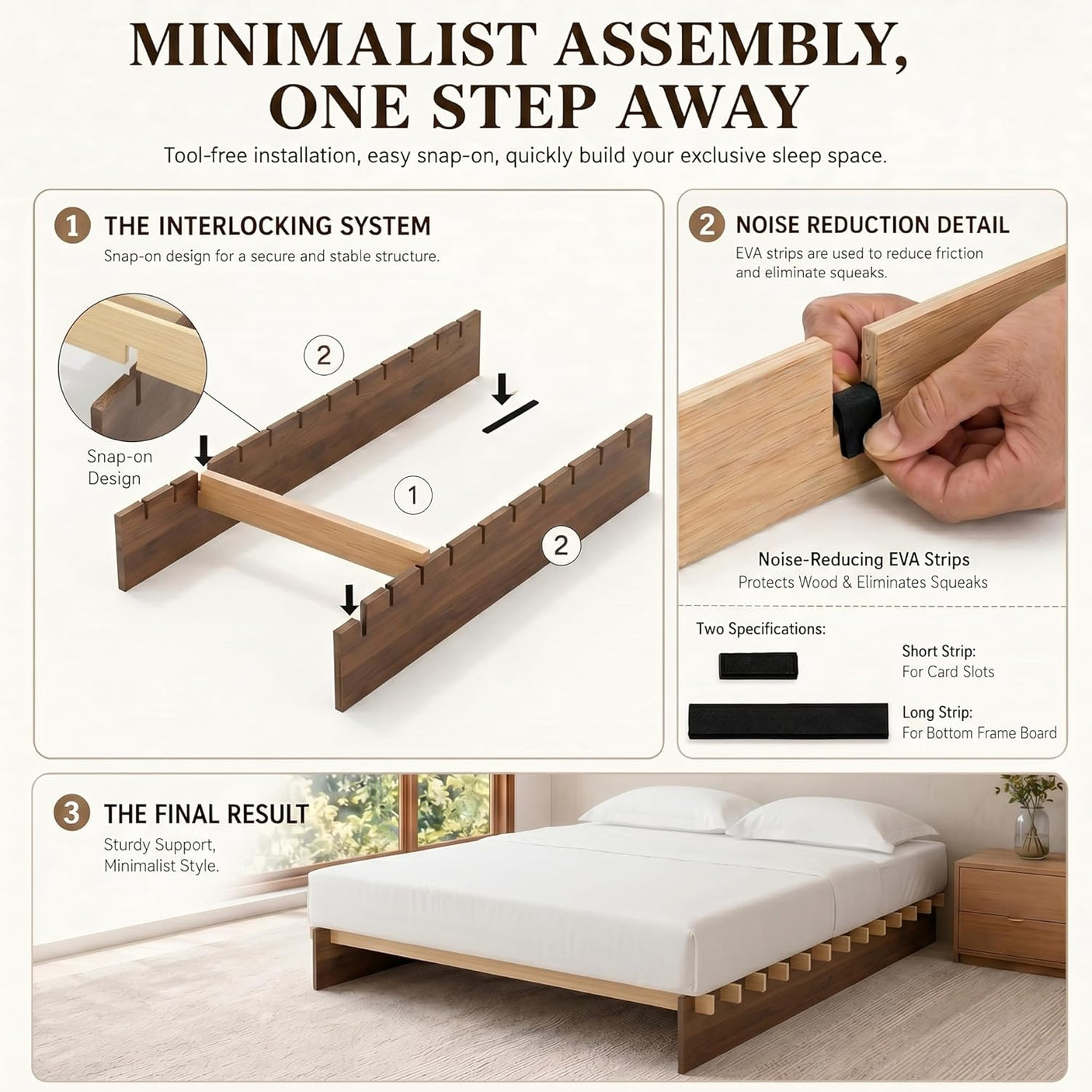 Yechen Solid Oak Platform Bed Frame | Dovetail Joinery, Wooden Slats, No Box Spring Needed