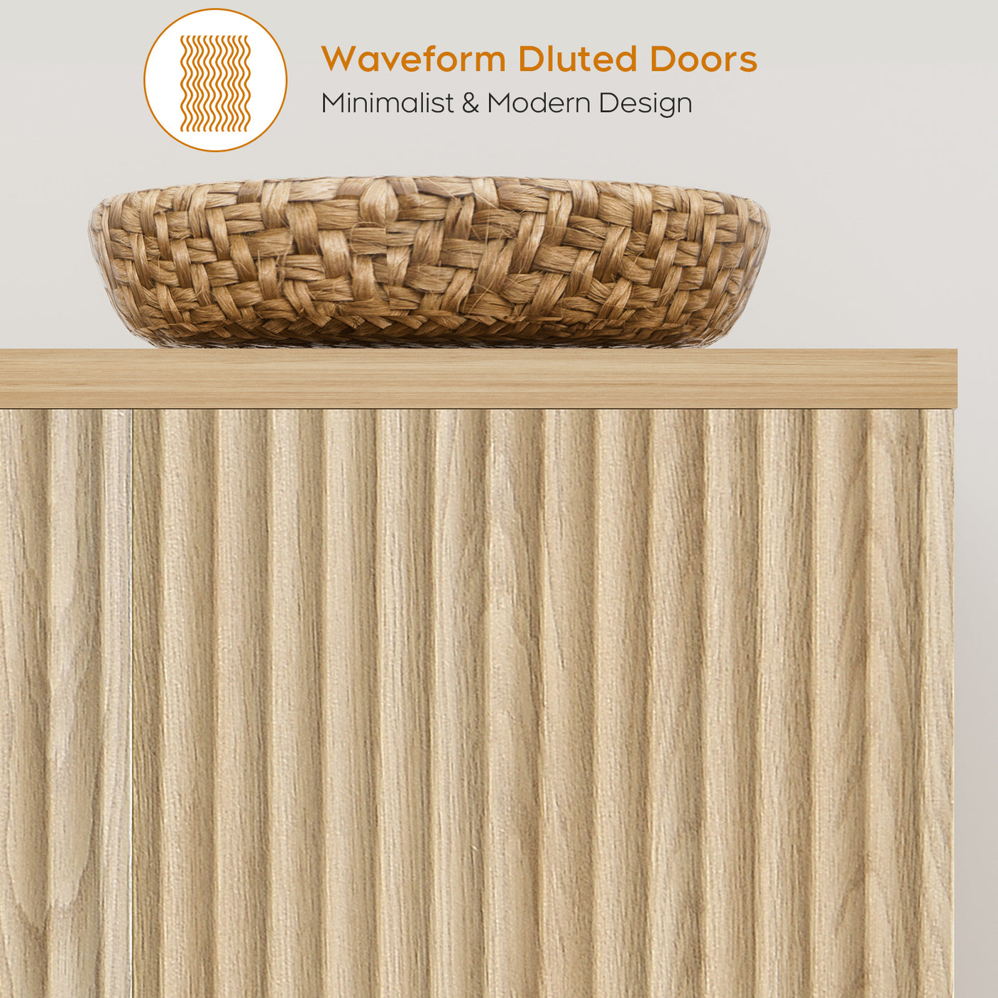 4 Doors Accent Fluted Sideboard Buffet Storage Cabinet