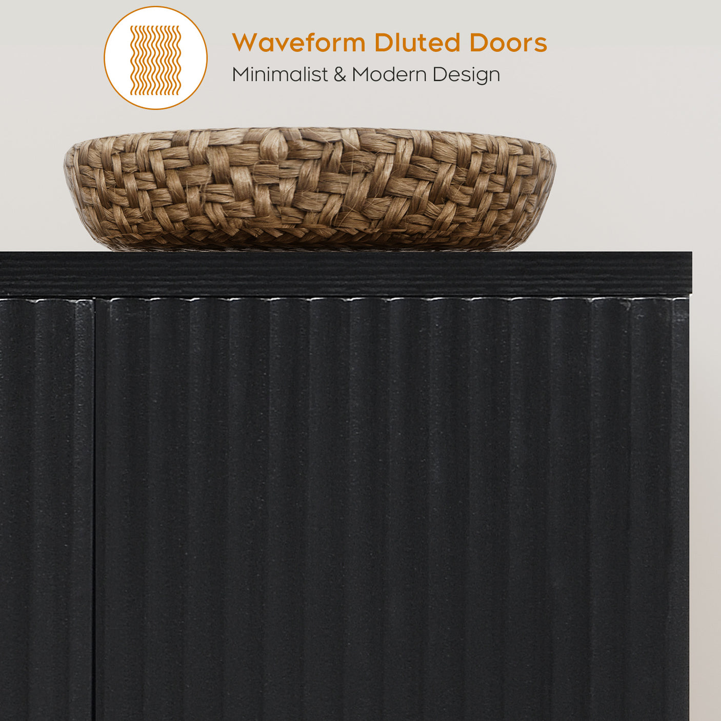 4 Doors Accent Fluted Sideboard Buffet Storage Cabinet