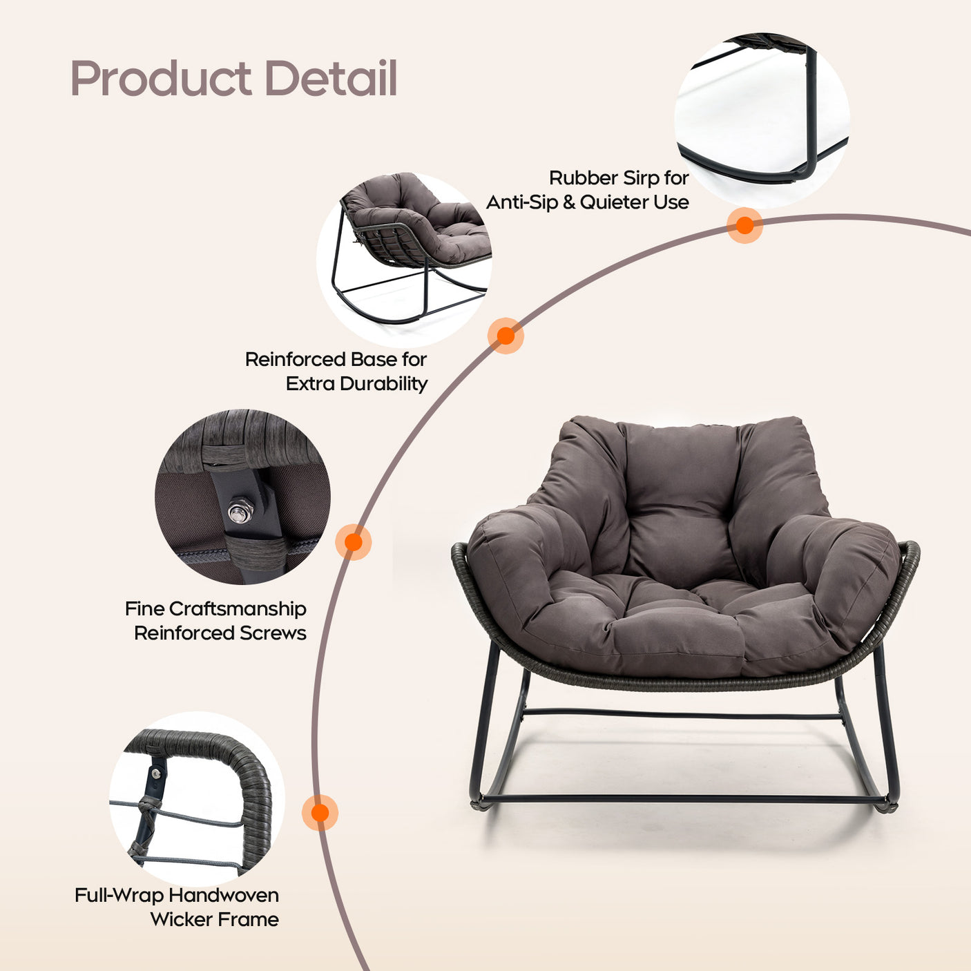 Cozy Wicker Outdoor Rocking Chair