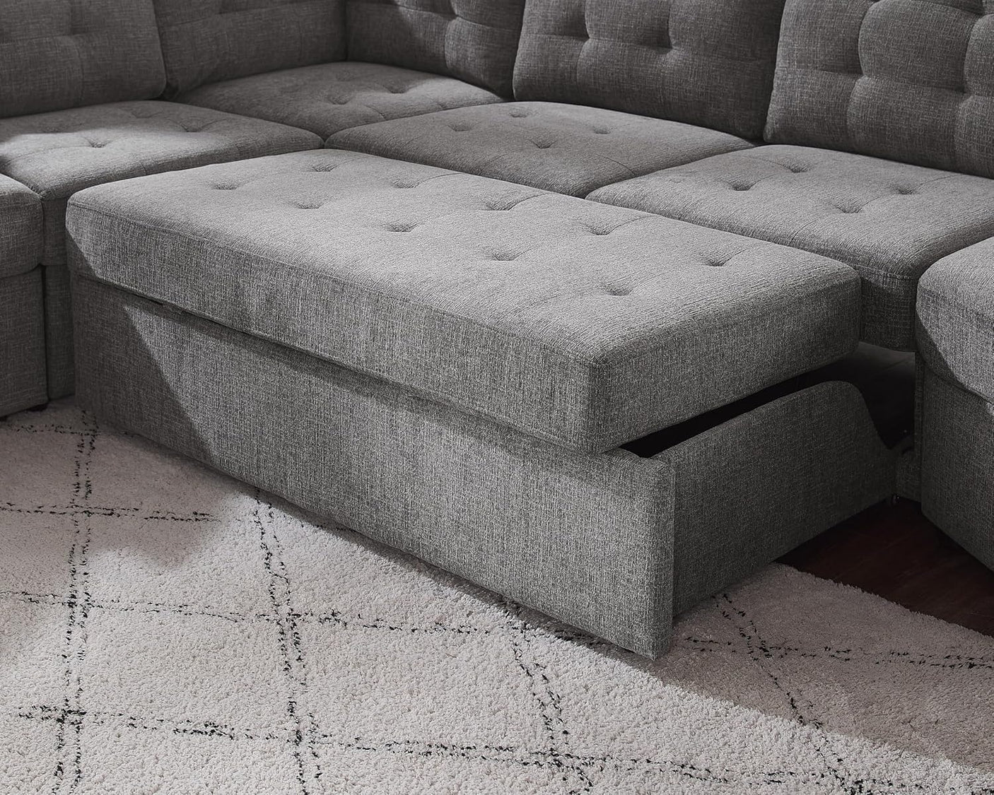149'' Oversized Large Sectional Sleeper Sofa with Pull Out Bed & Cuddler | 7-Seater L-Shaped Sectional Couch with Chaise Lounge