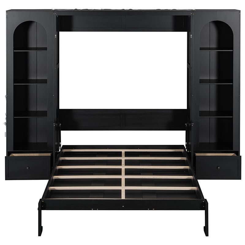 88"H Queen Size Murphy Platform Bed with Shelf