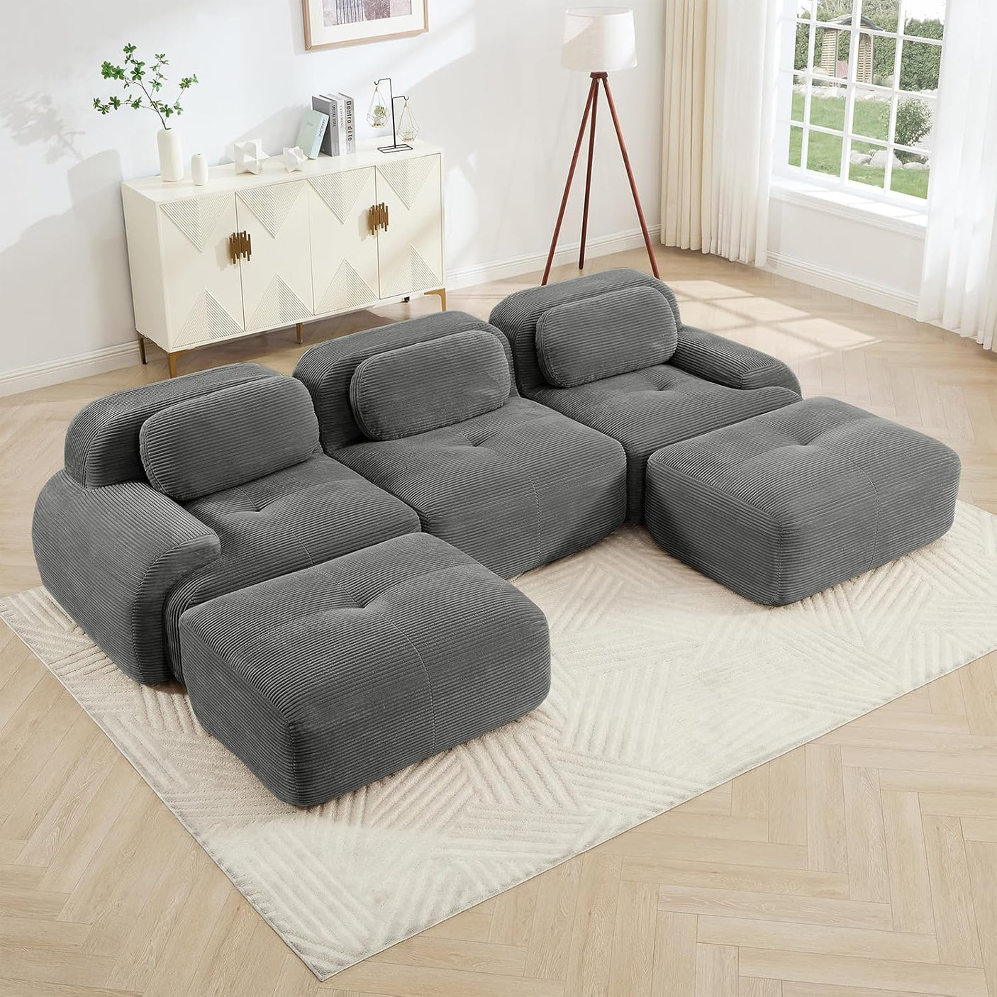 Corduroy Cloud Modular Sectional Sofa - No Assembly Required