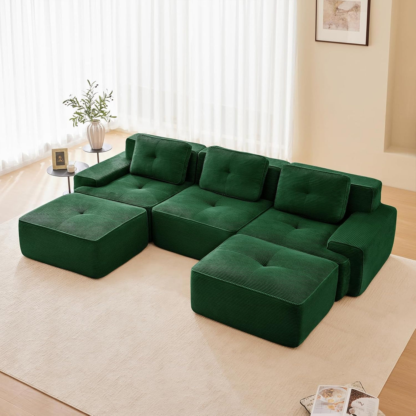 Corduroy Cloud Modular Sectional Sofa - No Assembly Required