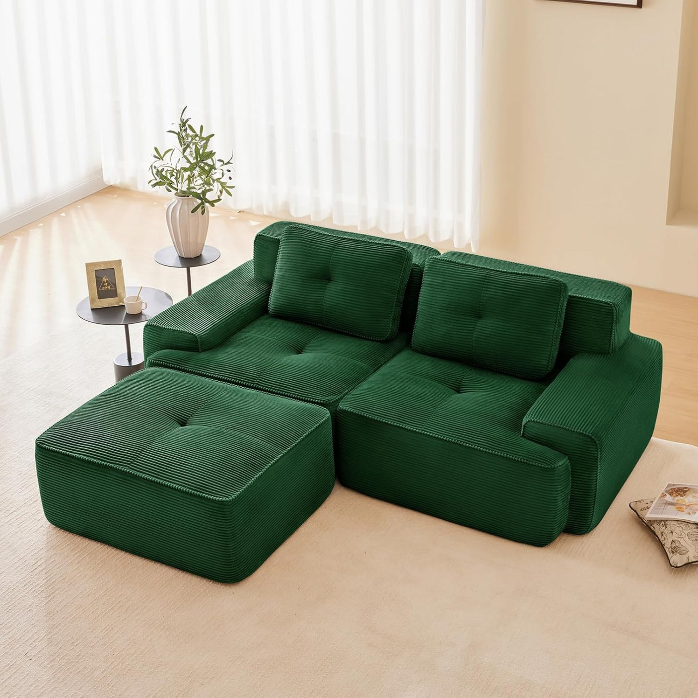 Corduroy Cloud Modular Sectional Sofa - No Assembly Required