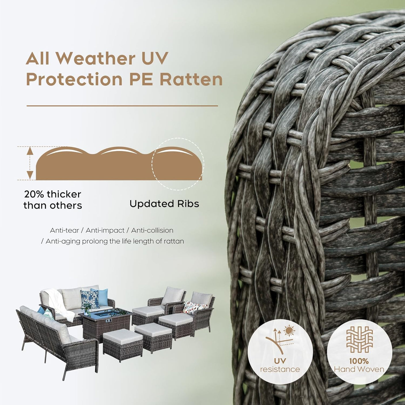 10 Seats Beige Patio Backyard Conversation Sofa Set