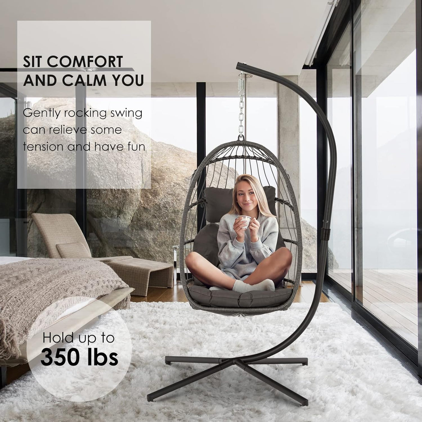 Outdoor Hammock Egg Hanging Chair with Cushion