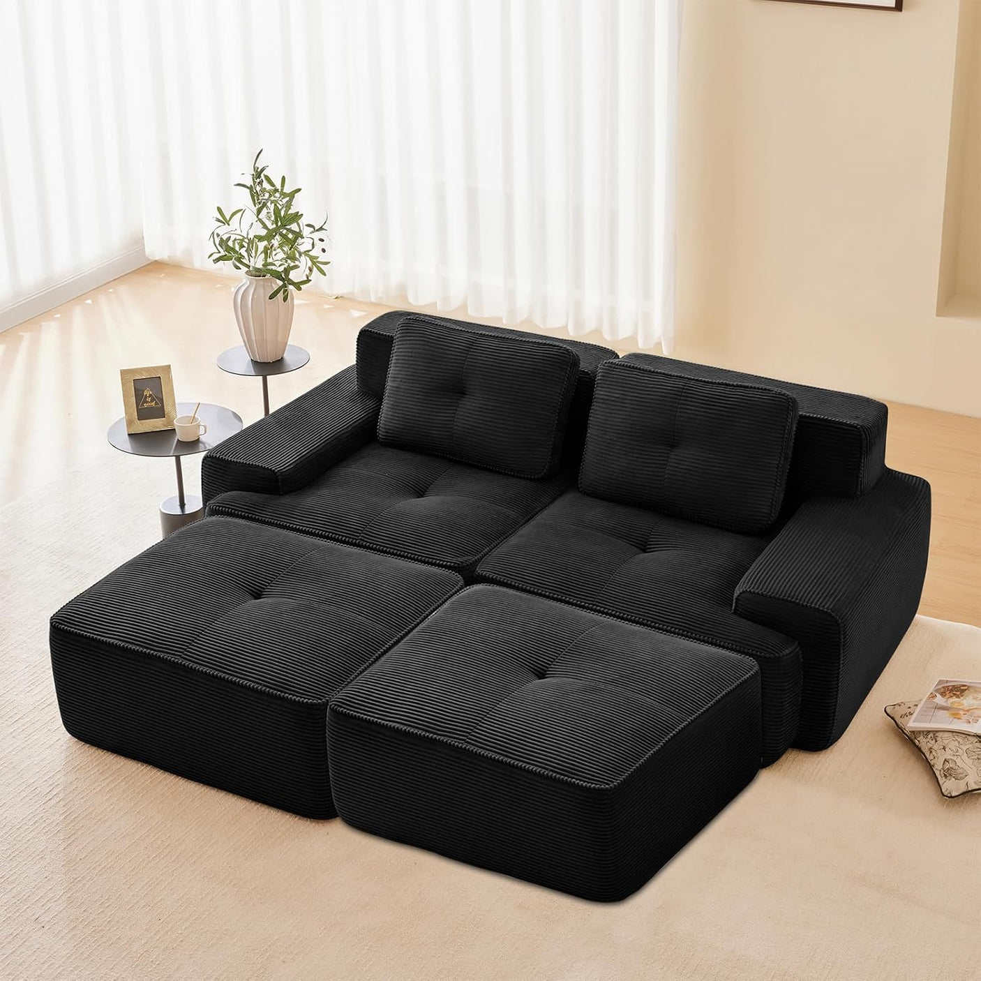 Corduroy Cloud Modular Sectional Sofa - No Assembly Required