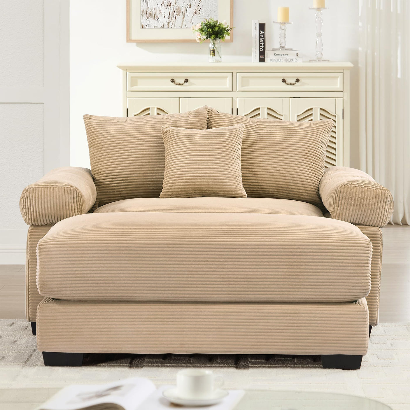 54" Oversized Corduroy Modular Sectional Sofa - Premium Comfort with High-Density Foam & Flexible Design