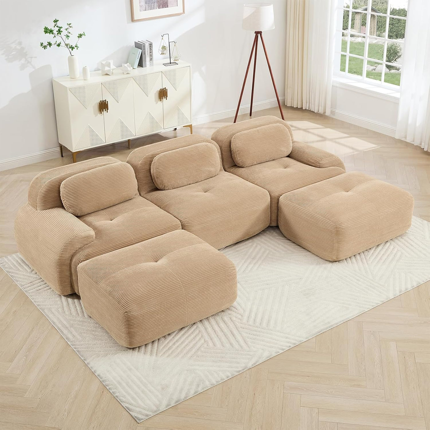 Corduroy Cloud Modular Sectional Sofa - No Assembly Required