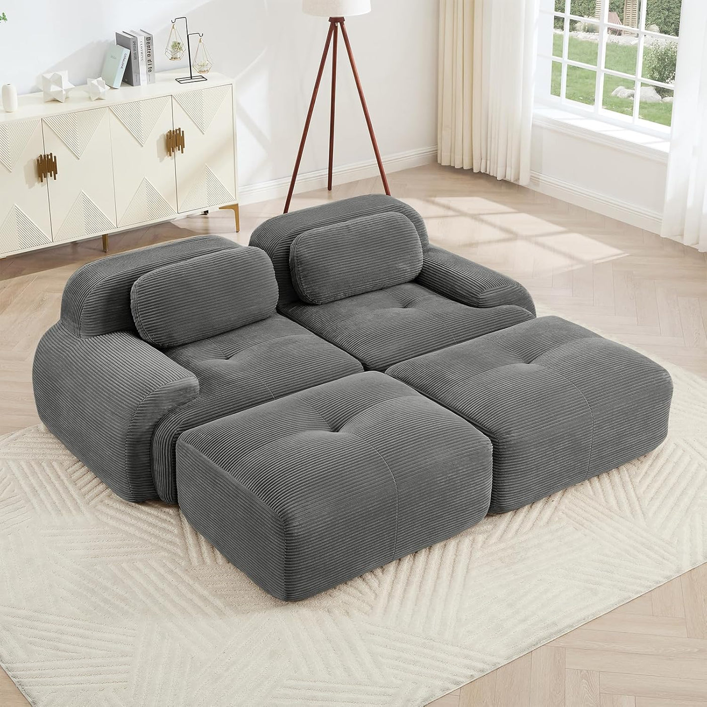 Corduroy Cloud Modular Sectional Sofa - No Assembly Required