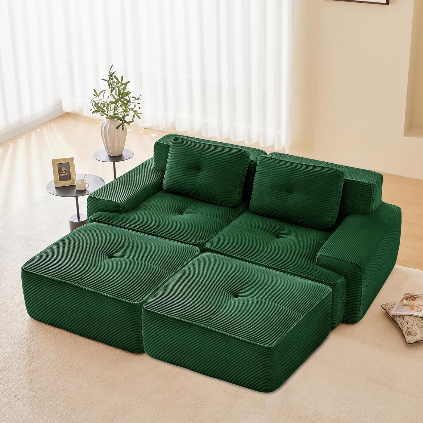 Corduroy Cloud Modular Sectional Sofa - No Assembly Required
