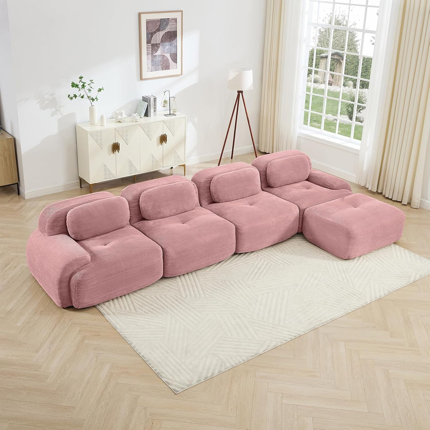 Corduroy Cloud Modular Sectional Sofa - No Assembly Required